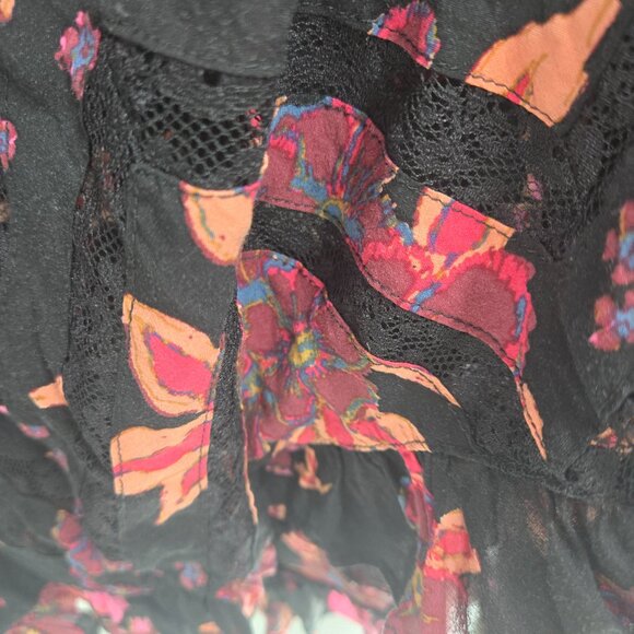 Intimately Free People Black Pink Lace Trapeze Voile Mini Slip Dress XS - Picture 10 of 12